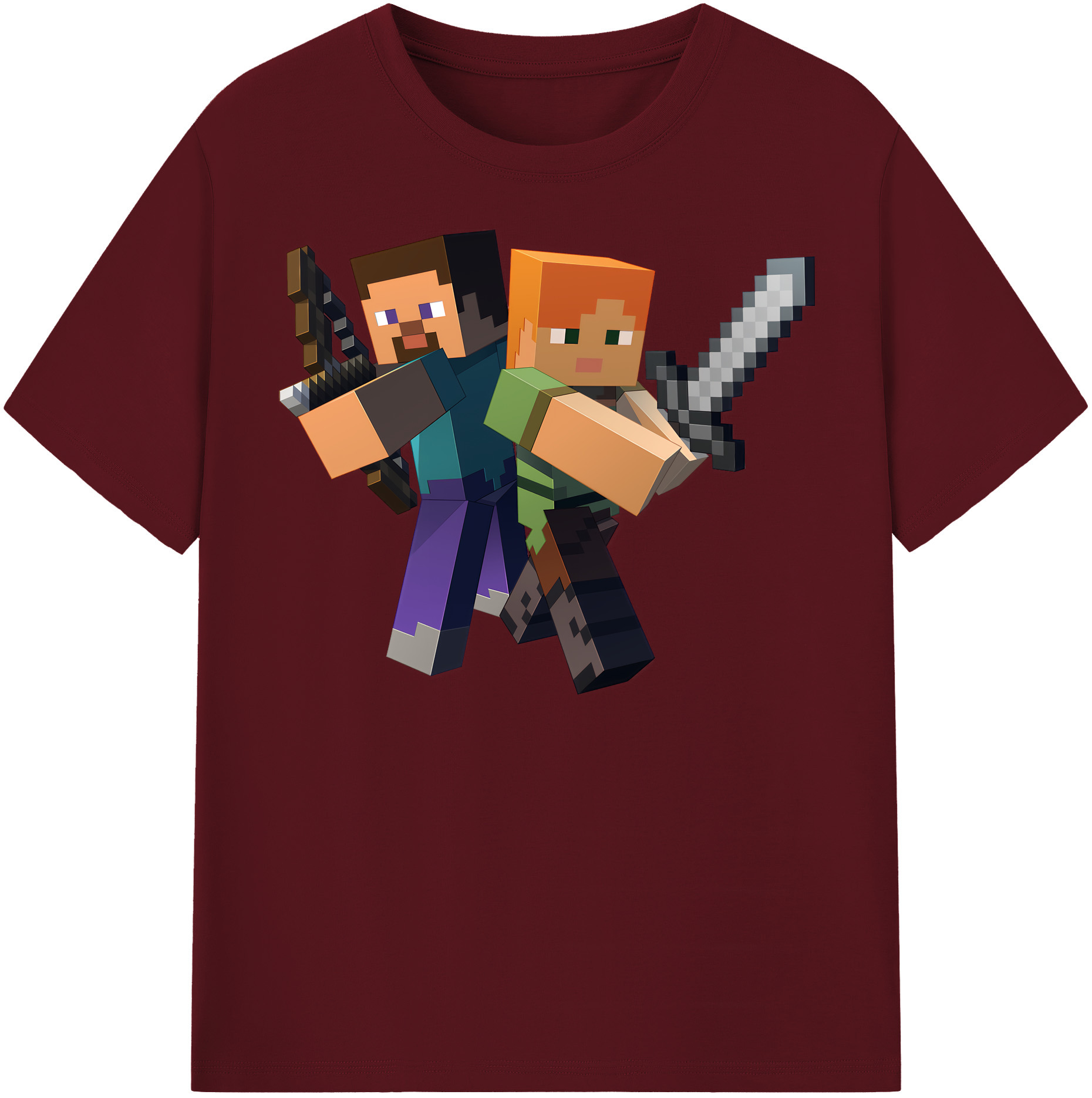 （画像用） マインクラフト ブロックの世界 Minecraft MC Block world 綿100％半袖Tシャツ（フロントプリント）